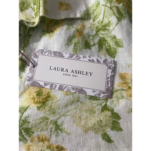 Laura Ashley‎ Floral Linen Tunic Top 3/4 Sleeve Collared Blouse 1X New - Picture 6 of 10